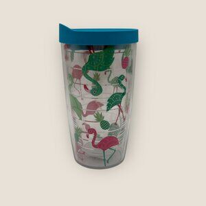 Tervis 16oz Flamingo Pattern Insulated Tumbler With Blue Lid New